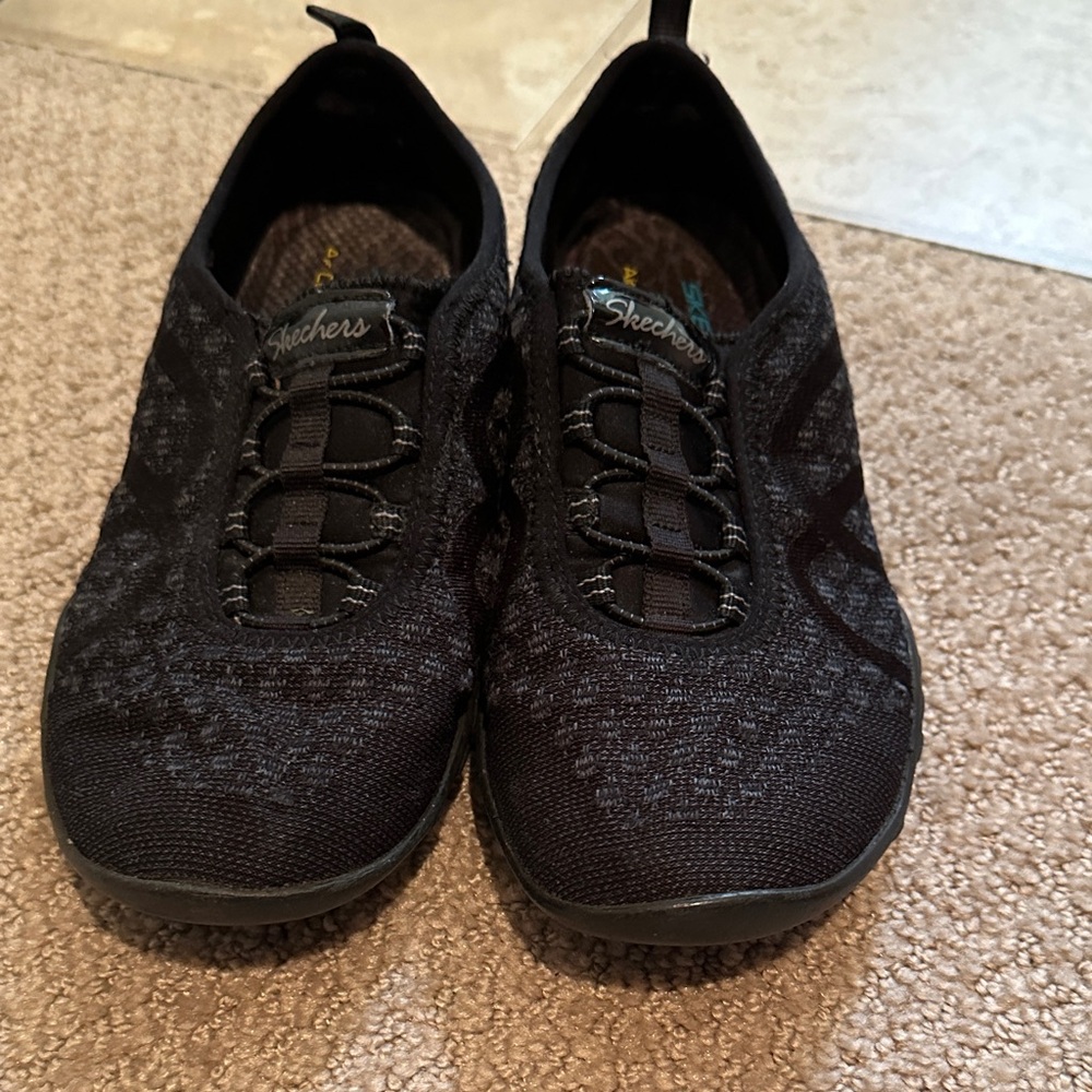 Skechers Black Slip-On Knit Sneakers